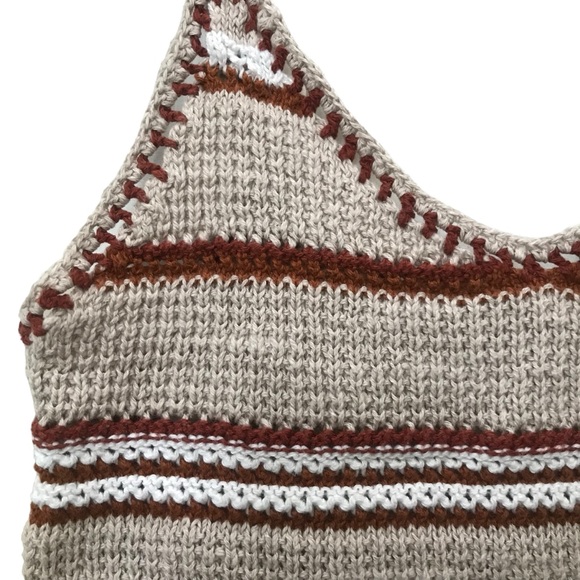 American Eagle Knit Crochet Brown Cropped Tank Top size M - Picture 2 of 5